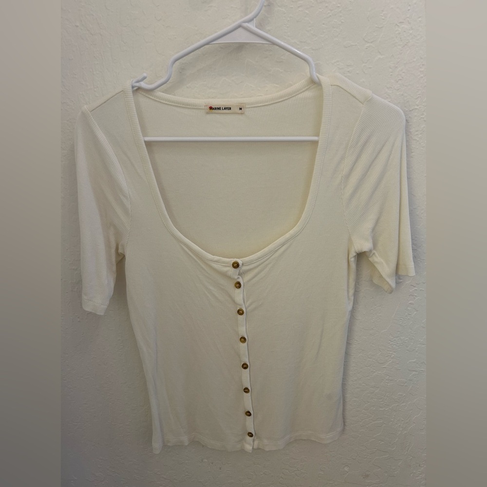 Marine Layer Cream Button-Up Top